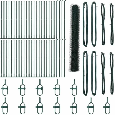 Image of vidaXL Hexagon Fence Green 1.2x100 m Steel