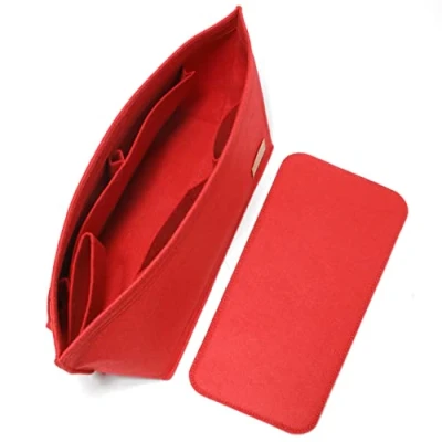 Image of Doxo Wallet Organiser Insert Felt Bag Fits L Speedy 35, Neverfull PM &amp; Base Shaper 2 Piece Set (Medium Red Combination)