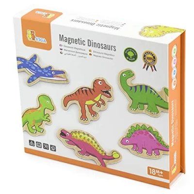 Image of Viga Toys 50289 Wooden Magnetic Dinosaurs 20 pieces