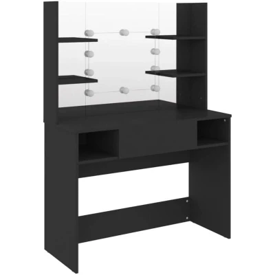 Image of vidaXL Makeup Table with LED Lights 100x40x135 cm MDF Black