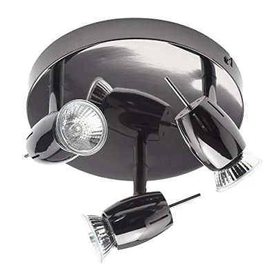 Image of LITECRAFT Frank Spotlight Plate Ceiling 3 Light with LED Bulbs Black Nickel