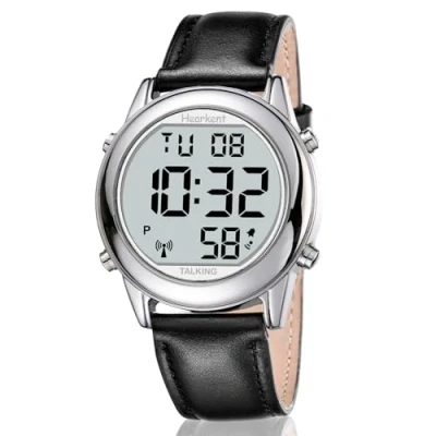 Image of Large Digital Talking Watch English Speaking for The Blind, Elderly or Visually impaired Receives US Signals Automatic Time and Date Correction Big Numbers Easy to See Loud Clear Hearkent 2117M,