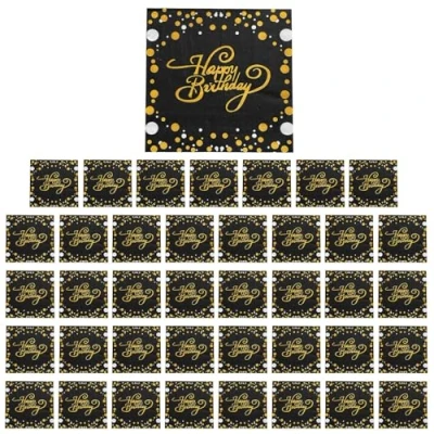 Image of 40 Pieces of Happy Birthday Napkins, 33Cm*33Cm Square Desktop Party Decoration Paper