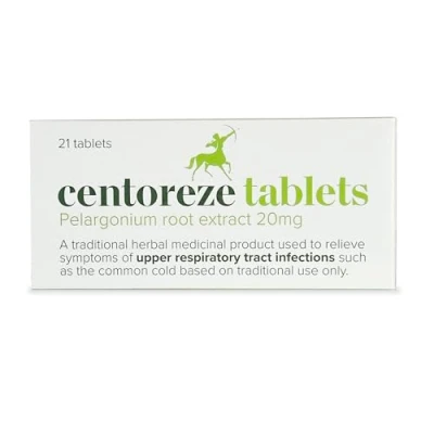 Image of Centoreze Tablets Pelargonium Reniforme and Sidoides Root Extract Traditionally Used to Relieve Symptoms of Common Cold, Sore Throat, Cough Blocked or Running Nose.