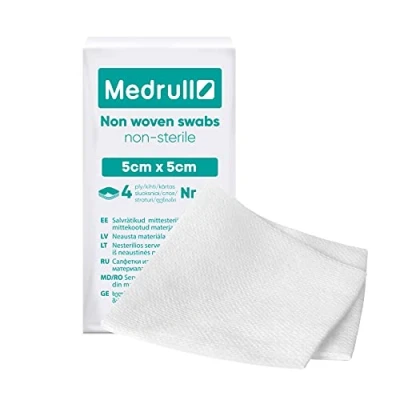Image of Medrull Non Woven Sterile Dressings Pack of 100 4 Ply 5 cm x Absorbent