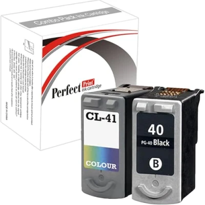 Image of 2 PerfectPrint Compatible PG 40 CL 41 Ink Cartridges for Canon iP1200 iP1300 iP1600 iP1700 iP1800 iP2600 iP1900 iP2200 iP2500 MP150 MP170 MP160 MP180 MP460 MP140 MP190 MP210 MP220 MP450 MP450x MP470 MX300 MX310
