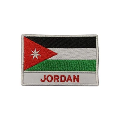 Image of Jordan National Flag Embroidered Iron on Patch Sew Badge for Clothes etc