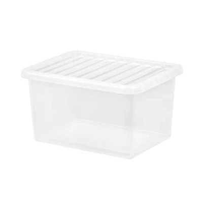 Image of 25L Crystal Container Versatile Storage Boxes With Clip On Lid Stackable and Nestable Plastic Containers Transparent Box.