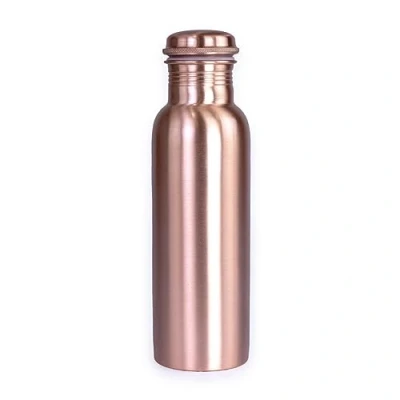 Image of Yoga Mad Copper Water Bottle, 800ml for &amp; Drinks, Reusable Kitchen Accessories, Eco Friendly Sustainable Design Made from 100% Copper, Floral Plain Patterns (Plain)