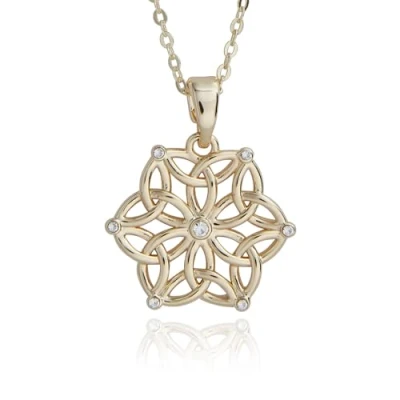 Image of Equilibrium Celtic Floral Knot Gold Plated Necklace