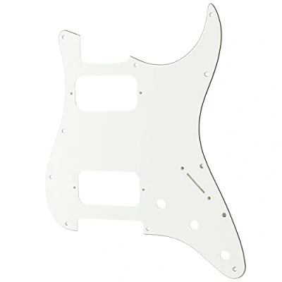 Image of Musiclily Pro 11 Holes Round Corner HH Strat Pickguard 2 Humbuckers for American/Mexican Fender Standard Stratocaster Electric Guitar, 3Ply White