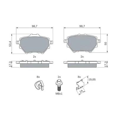 Image of 160900068 Brake pad set BOSCH 0 986 494 998 PEUGEOT: Partner III Van, 308 II Hatchback, SW 2, CITROËN: C4 Grand Picasso 2