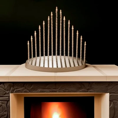 Image of Marco Paul 15 Sparkle LED Candle Bridge Arch Tower Battery Operated Modern Silver Pipe Xmas Candles Christmas Decorations Candlebridge for Window Decoration Fireplace