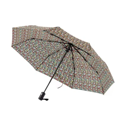 Image of ECO CHIC Automatic Umbrella Windproof Strong Compact Folding Travel (Ditsy Black)