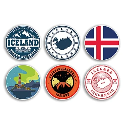 Image of 6 x 10cm Iceland Vinyl Stickers Icelandic Country City Travel Map Flag Holiday Luggage Design Gift #78846