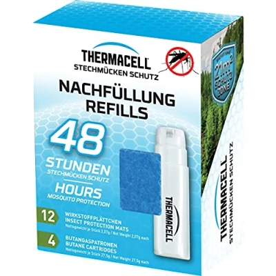 Image of Thermacell Mosquito Repellent Refill Pack 4 x Butane Cartridge &amp; 12 Mats