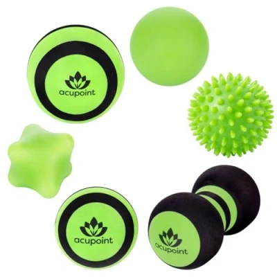 Image of Acupoint Massage Ball Set 6 Physical Therapy Balls for Post Workout Deep Tissue Trigger Point Myofascial Release Lacrosse Peanut Spiky Hand Lg &amp; Sm Foam