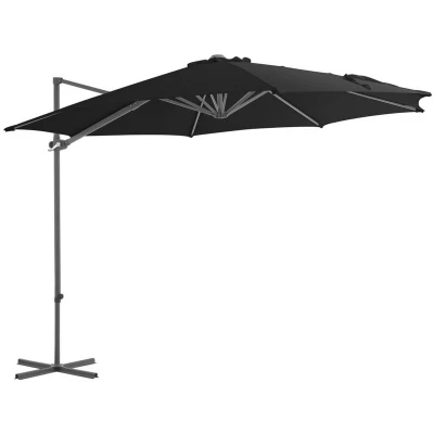 Image of vidaXL Cantilever Garden Parasol with Steel Pole Black 300 cm