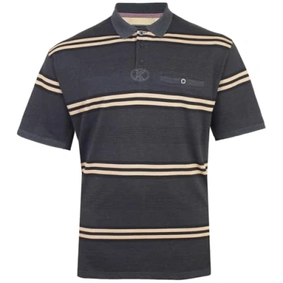 Image of KAM Rugby Polo Shirt Striped Short Sleeve Collared Casual Cotton Mens Plus Size 5506 (UK, Alpha, 6XL, Plus, Regular, Charcoal)