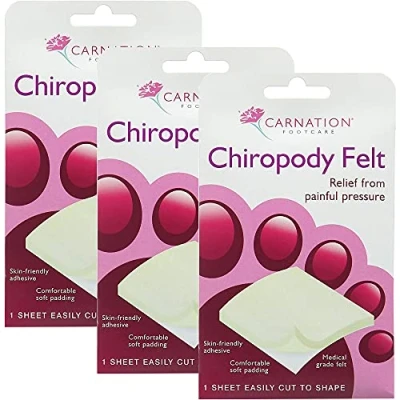 Image of Three Packs of Carnation Adhesive Chiropody Felt (Small)
