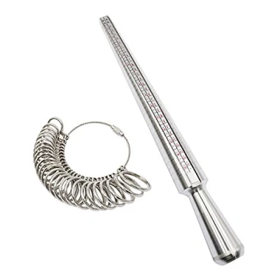 Image of NIUPIKA Ring Sizer Mandrel Metal UK Rings Size Measure Tool Finger Gauge Kit Jewellery Sizing Tools Sizes A Z for Men Women Steel
