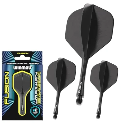Image of WINMAU Fusion Solid Black Short Intergrated Dart Flight and Shaft System 1 set per pack (3 flights shafts in total)