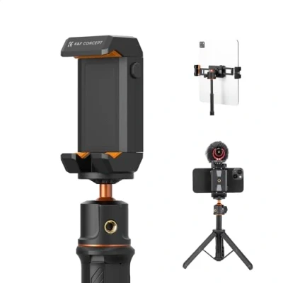 Image of K&amp;F Concept iPad Tablet and Phone Tripod Mount Adapter Holder, Adjustable Clamp for iPhone15/14/13/12 Pro Max, iPad,iPad Mini 1/2/3/4/5/6,iPad Air,iPad Pro,Surface,Samsung Tab 7.0 Series More