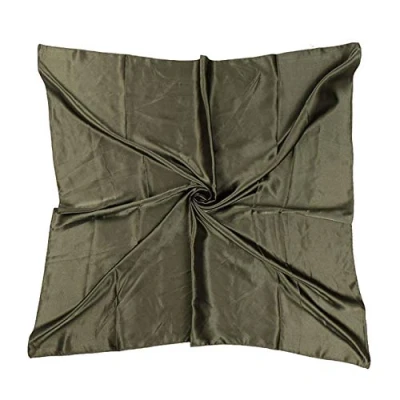 Image of Satin Silk Large 90cm X Square Plain Nautical Head Neck Scarfs Wrap (Light Olive)