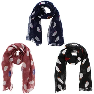 Image of Zac&#039;s Alter Ego Set of 3 Ladies Lightweight Assorted Colour Hedgehog Print Scarves