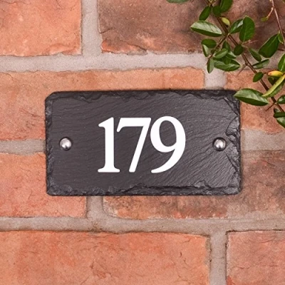 Image of House numbers in rustic slate with 3 digits