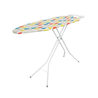 Image of Lightweight Folding Ironing Board Iron Rest Sturdy 4 Leg With Strong Frame And 100% Cotton Cover Boards Free Standing Compact Easy Carry (97x30cm))