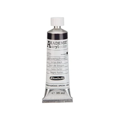 Image of Schmincke AKADEMIE® Acryl color, Lamp black in 35 ml tube, 23771009, fine artist acrylic colour, brilliant, highly lightfast and cadmium free, for painting, mixed media