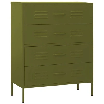 Image of vidaXL Chest of Drawers Olive Green 80x35x101.5 cm Steel