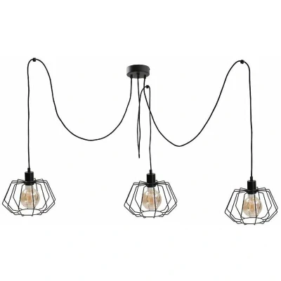 Image of Luna Cluster Pendant Ceiling Light Black, 3x E27