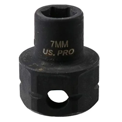 Image of 7mm Metric Stubby 3/8 Drive Shallow Impact Socket Hex Shank 25mm Depth