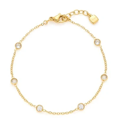 Image of Leonardo Ciao 022920 Mini Bracelet Stainless Steel with Glass Crystals Clear Gold Pendant 17 19 cm Anchor Chain Women&#039;s Jewellery 1 Piece, Eine Grösse, Steel, No Gemstone