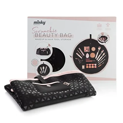 Image of Minky Scrunchie Beauty Bag, Non Slip Base, Accessory Pocket, Ideal for Hair Dryers and Curling Tongs