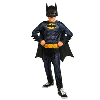 Image of Rubies 3014995 6000 Batman Childs Costume Age 5 6 Years, Boys, Multicolour Halloween