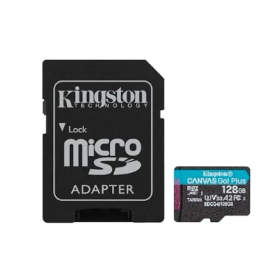Image of Kingston Canvas Go Plus microSDXC Memory Card Gen4 200MB/s A2 U3 V30 128GB + Adapter SDCG4/128GB