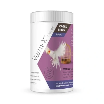 Image of Verm X Original All Natural Pellets for Caged Birds. Supports Intestinal Hygiene. Vet Approved. Restores and Maintains Gut Vitality. Wormwood Free Recipe., clear