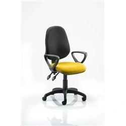 Image of Eclipse Plus II Lever Task Operator Chair Black Back Bespoke Seat with Loop Arms In Senna Yellow