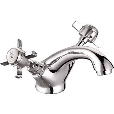 Image of VeeBath Regency Traditional Mono Basin Mixer Waterfall Tap Bathroom Sink Washroom Single Lever Brass with Pop Up Waste Chrome