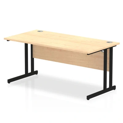 Image of Impulse 1600 x 800mm Straight Desk Maple Top Black Cantilever Leg