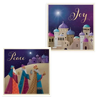 Image of 10 pack Christmas Cards Square 14cm x with Envelopes 2 Designs per (3 Kings/Joy 8082)