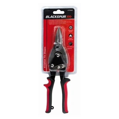 Image of Red Carbon Steel Aviation Tin Snips By Blackspur