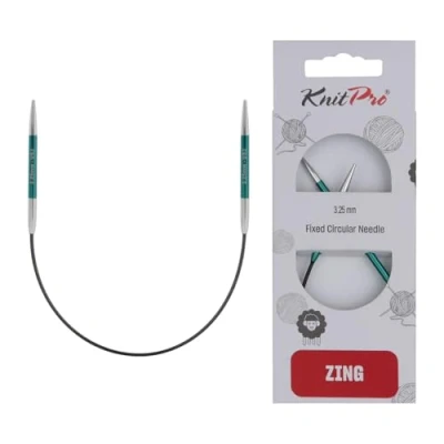 Image of KnitPro Zing Fixed Knitting Needles 22.5cm x 3.25mm Circular Pins