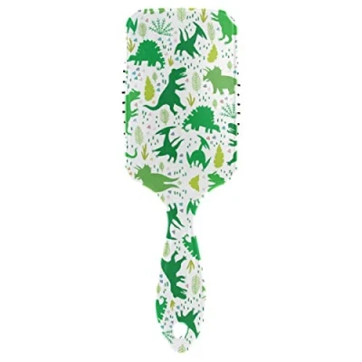 Image of Linomo Hair Brush Green Animal Dinosaur Air Cushion Massage Comb for Women Kids, Nylon Wet Dry Curly
