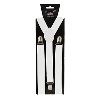 Image of Braces 96cm x 2.5cm White Fancy Dress Accessory
