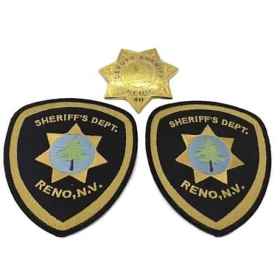Image of OEM Reno 911 Deputy Sheriff Star Badge + Dept Shoulder Patch 2 Central Comedy Police