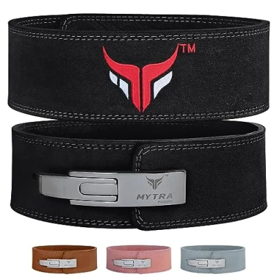 Image of Mytra Fusion Leather weight lifting power back support belt men women weightlifting (Small, Black)
